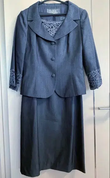 FRANCO FERRARO 다크 네이비 그레이 원피스 자켓 세트