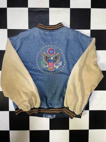 데님 바시티 자켓 빈티지풍 아메리칸 아메카지 스트릿