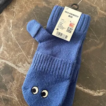 ANYA HINDMARCH 블루 미튼 장갑 M