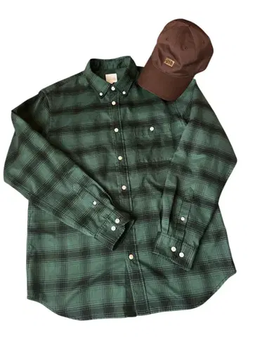 그린 체크 긴팔 셔츠