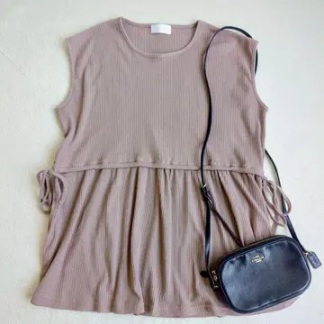 앙세리 x 시마무라 베스트 튜닉 리브 레이어드 리본 A라인 L