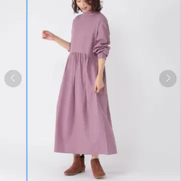 스튜디오 클립 코튼울 비에라 허리 절개 하이넥 원피스