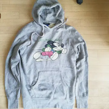 BEAMS 미키마우스 후드티 그레이