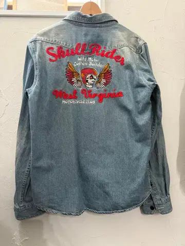 INFINITY 자수 데님 셔츠 L 스컬 Speed King