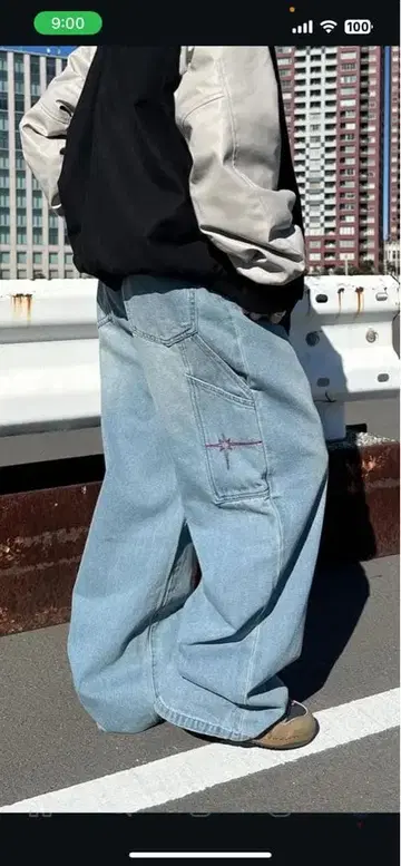 와이드 레그 데님 팬츠 라이트 블루 세다클 sedacle