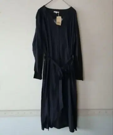 네이비 V넥 롱 셔츠 원피스