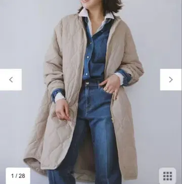 23구 새상품 충전솜 롱 패딩 아우터 베이지