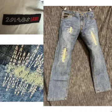 291295 LABO 은사 자수 데미지 가공 데님 청바지 Y2K 00's