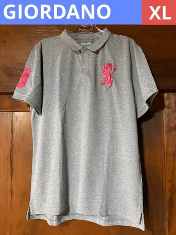 새상품급 GIORDANO 조르다노 그레이 빅 라이온 피케 셔츠 XL