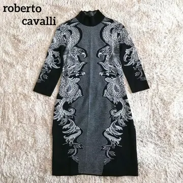 로베르토 카발리 roberto 니트 원피스 자수 라메 새 매 큰