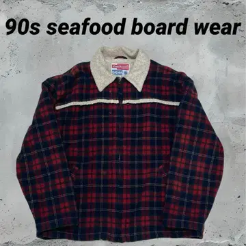 90s seafood board wear 체크 무늬 울 L 사이즈