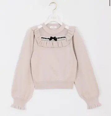 evelyn 시어 프릴 리본 니트 핑크