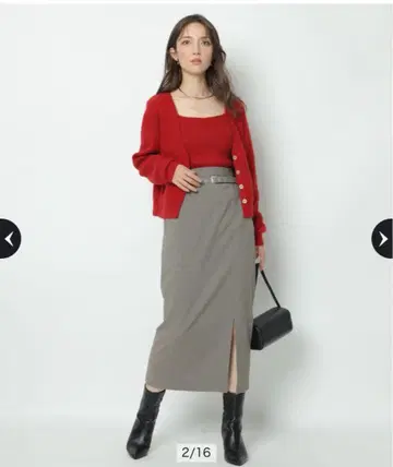 Apuweiser-riche 벨트 부착 슬릿 타이트 스커트