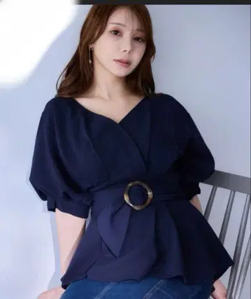 overE 카슈쿨 블라우스 96 네이비