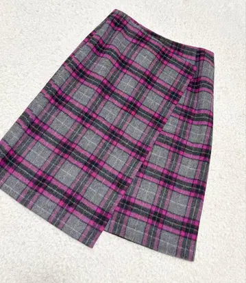 ANAYI 체크 울 스커트 랩 스타일