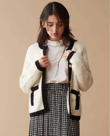 멜로즈 로즈 티아라(TIARA) 바이컬러 니트 자켓