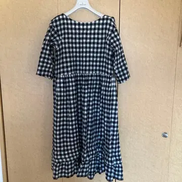 2024 tao 롱 원피스 S 블랙 화이트 체크