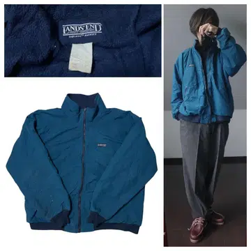 LandsEnd 90s USA 제작 스콜 자켓 나일론 플리스 블루종