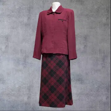 버건디 체크 무늬 셋업 3종 세트 13호