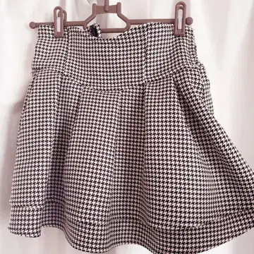 미셸 마카롱 슬림 레그 스커트 하운드투스 체크 패턴 XS