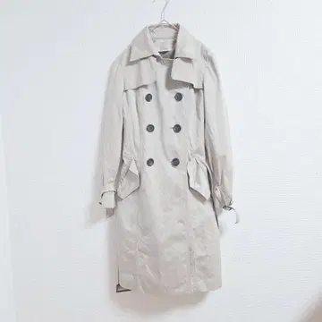 ELLE PARIS 베이지 트렌치코트 38 M 더블 브레스트 엘르