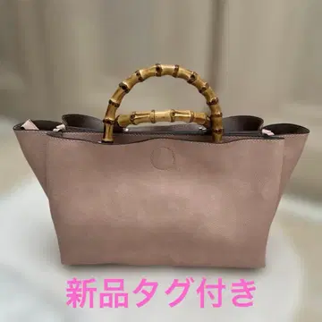 [새상품] 대나무 핸들 핑크 핸드백