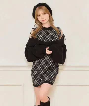 apres jour 레이어드 스타일 니트 원피스