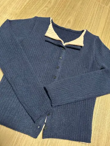 ti. titivate 네이비 레이어드 스타일 긴팔 가디건