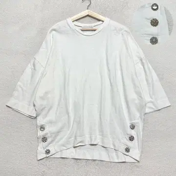 BEARDSLEY 비쥬 버튼 돌먼 티셔츠 F 화이트