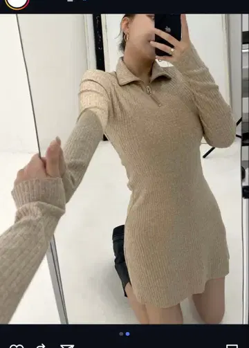 THE TOE mavimoon 하프 지퍼 니트 원피스 베이지