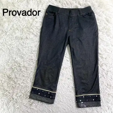 Provador 블랙 컬러 비쥬 자수 스팽글 캐주얼 팬츠