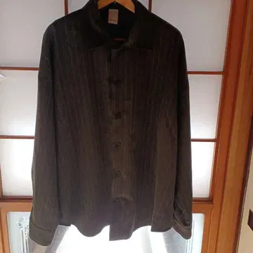 Casper John 다크 그레이 스트라이프 긴팔 셔츠