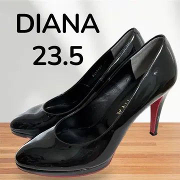 DIANA 에나멜 23.5 펌프스 블랙 레드 밑창 스틸레토