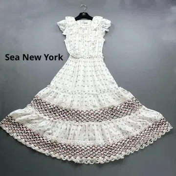 새상품급 씨 뉴욕 자수 크로셰 레이스 롱 원피스