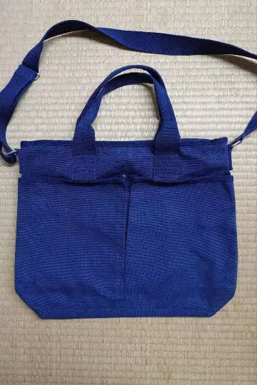 네이비 캔버스 숄더백