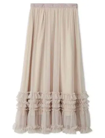 스나이델 볼륨 튤 롱 스커트 핑크 베이지