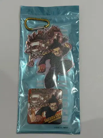 주술회전 오로라 아크릴 키링 & 캔뱃지 세트 게토 스구루