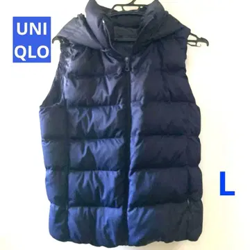 UNIQLO 네이비 다운 베스트 후드 부착