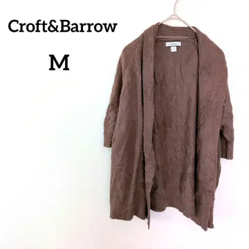 선착순 Croft&Barrow [ M ] 가디건 7부 소매 브라운