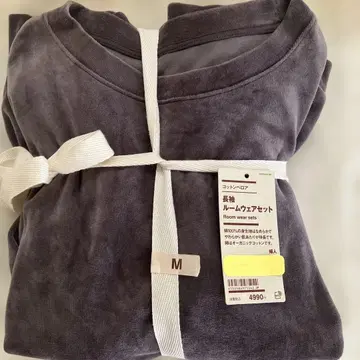 MUJI 코튼 벨로아 긴팔 룸웨어 세트 M 사이즈