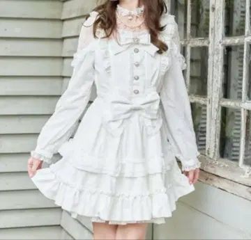 리즈리사 티아라 리본 티어드 원피스 화이트