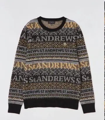ST ANDREWS 니트 스웨터 M 블랙/베이지/화이트 2024 모델
