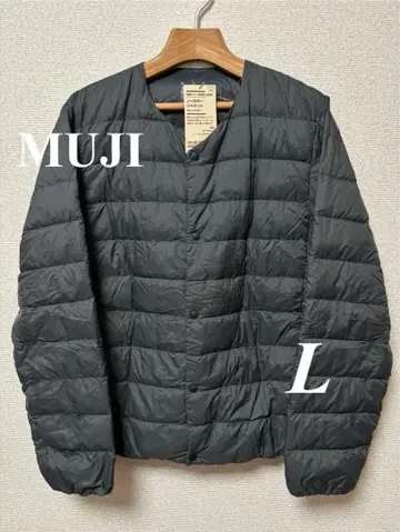 무인양품 경량 다운 노카라 자켓 (정전기 방지 안감) L 다크 그레이