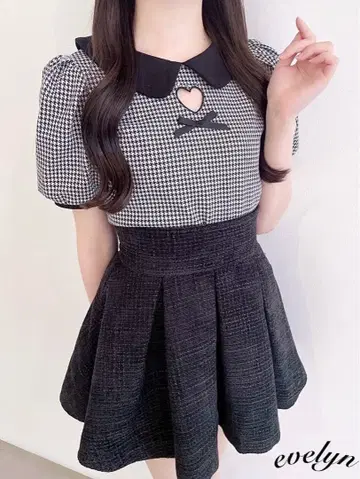 evelyn 컷아웃 하트 TP 블랙