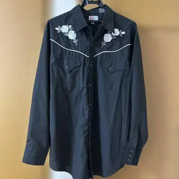 웨스턴 셔츠 로카빌리 장미 자수