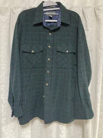 구제 의류 긴팔 체크 셔츠 BAY AREA TRADERS 그린 계열