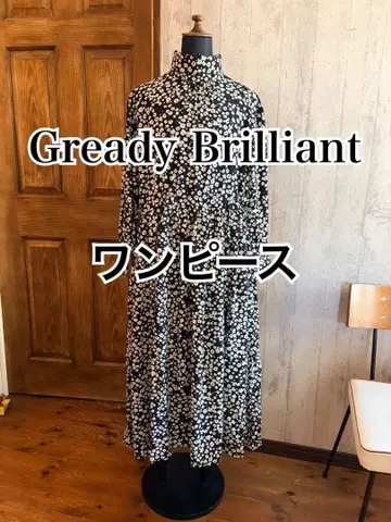 Gready Brilliant 꽃무늬 하이넥 롱 원피스