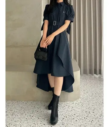 [ 완판템 ] dazzlin POLO 콜라보 헴 레이어드 셔츠 원피스