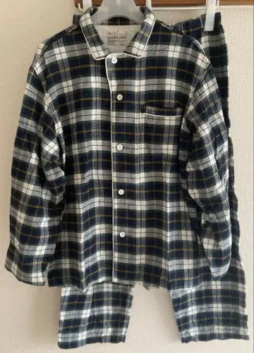 무인양품 겨드랑이에 솔기가 없는 플란넬 파자마 신사 L 다크 그린 체크