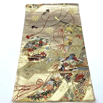 골드 컬러 계열 꽃무늬 후쿠로 오비 본금박 구백금